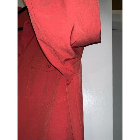 Eddie Bauer Large Long Sleeve Departure Shirt Collared Button Down Dark Coral - Picture 4 of 11